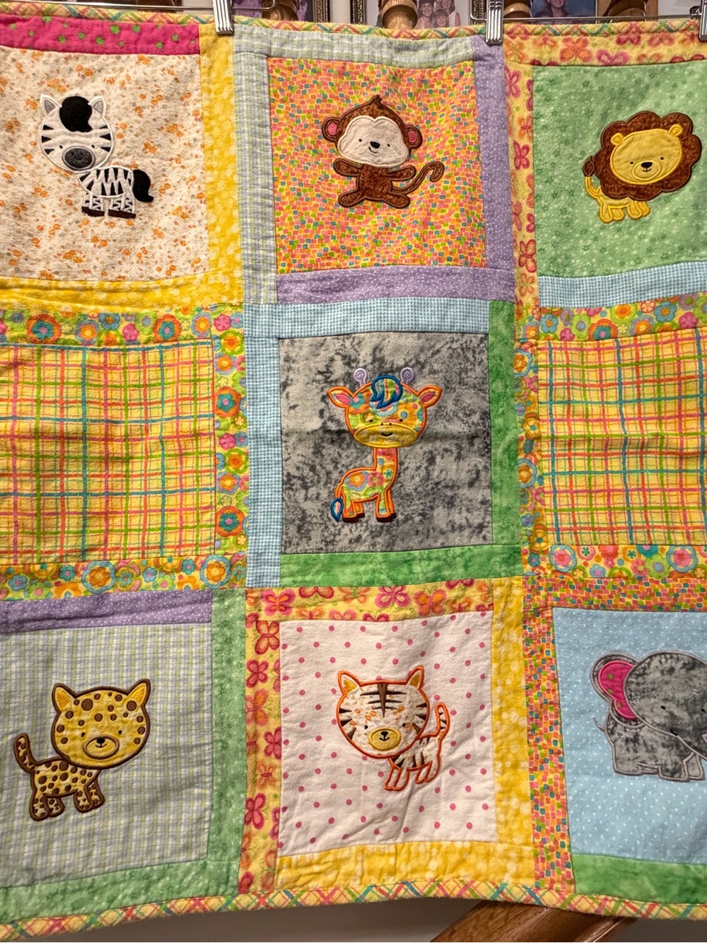 Colorful Baby Animal Patchwork Quilt